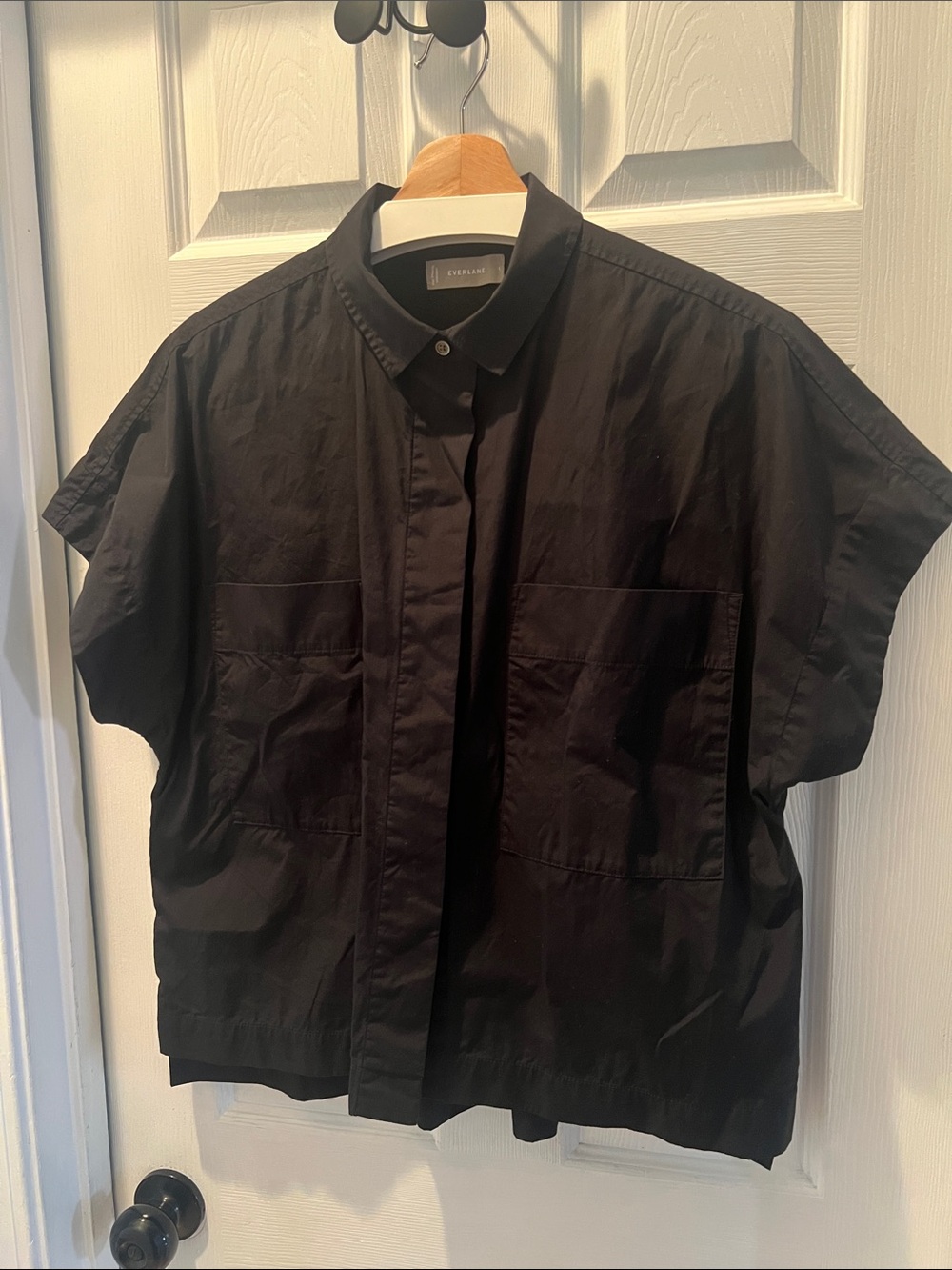 Everlane Short-Sleeve Box Shirt, Black, Large